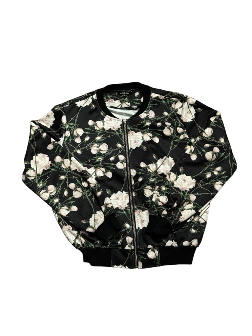 white flower bomber jacket